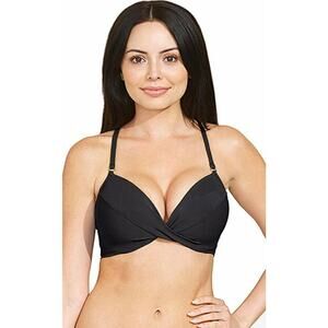 NWT Robin Piccone Ava Corselette Bustier Black Bikini Swim Top $249